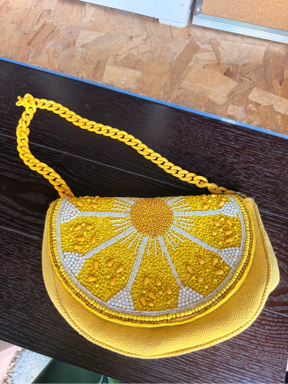Yellow Beaded Sun Mosaic Crossbody Bag